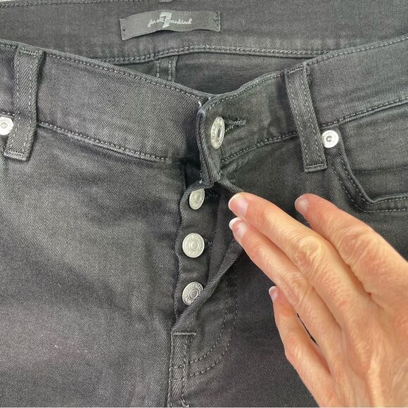 7 For All Mankind Jeans Women's 28 Black Slim Straight High Rise Button Fly - Picture 4 of 15